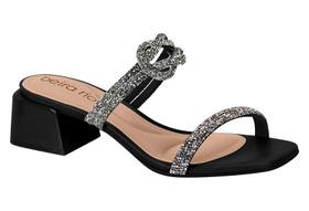 Tamanco Feminino Beira Rio Slide Strass Salto Bloco 8423.229.27276