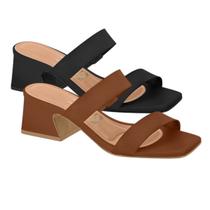 Tamanco Feminino com Tiras Salto Bloco Médio Vizzano 6558.100 - 35