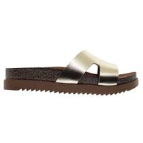 Tamanco Feminino Flat Tratorado Moleca 5500.100 Dourado Tamanco Feminino Flat Tratorado Moleca 5500.100 Dourado