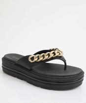 Tamanco Feminino Flatform Corrente Bebecê Preto-11046 Tamanco Feminino Flatform Corrente Bebecê Preto-11046