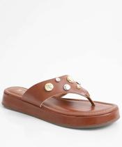 Tamanco Feminino Flatform Tachas Via Uno Caramelo-97034 Tamanco Feminino Flatform Tachas Via Uno Caramelo-97034