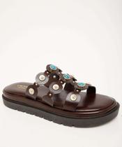 Tamanco Feminino Flatform Tiras Pedras Sintéticas-59142