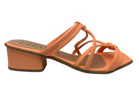 Tamanco feminino laura livia 19-754 colorido salto bloco quadrado fresh neon