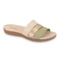 Tamanco Feminino Modare 3 Tiras Conforto Fascite Plantar Creme/Verde/Dourado Ref: 7125.200
