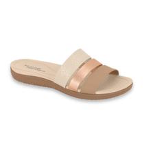 Tamanco Feminino Modare 3 Tiras Conforto Fascite Plantar London Creme/Nude/Ouro Rosado Ref: 7125.200