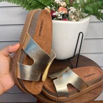 Tamanco Feminino Moleca Dourado Plataforma 5500.100