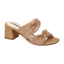 Tamanco Feminino Moleca Salto Bloco Médio Tiras Bordadas