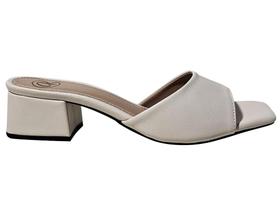 Tamanco Feminino Napa Off White Com Salto 4cm