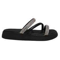 Tamanco Feminino Papete Casual Dia a Dia com Tiras em Strass Conforto Moleca 5469.121