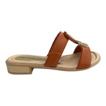 Tamanco Feminino Picadilly Napa Conforto Com Pedras 590041 Caramelo