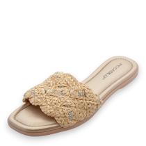 Tamanco Feminino Piccadilly Rasteiro REF: 508057 TIRA TRAMA STRASS