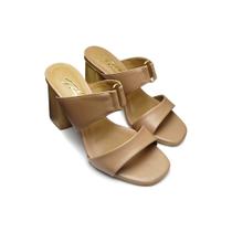 Tamanco Feminino Salto 8cm Grosso Leve Fita De Amarar Na Perna Cor Amêndoa Tamanco Feminino Salto 8cm Grosso Leve Fita De Amarar Na Perna Cor Amêndoa
