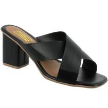 Tamanco feminino Salto Alto Bloco Grosso Geométrico Quadrado Confortável 64.01