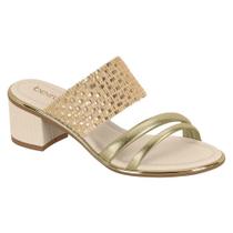 Tamanco Feminino Salto Bloco Dourado Creme Beira Rio 8379.254 Tamanco Feminino Salto Bloco Dourado Creme Beira Rio 8379.254
