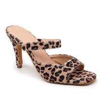 Tamanco Feminino Salto Fino Animal Print Onça Estilo