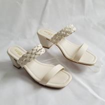 Tamanco Feminino Sandália Tranças e Tira Salto Médio