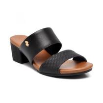 Tamanco Feminino Usaflex Duas Tiras Slide Salto Baixo Couro Tamanco Feminino Usaflex Duas Tiras Slide Salto Baixo Couro