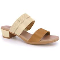 Tamanco Feminino Usaflex Duas Tiras Slide Salto Baixo Couro