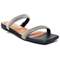 Tamanco Feminino Vizzano Slide Rasteiro Brilhos Tiras Strass