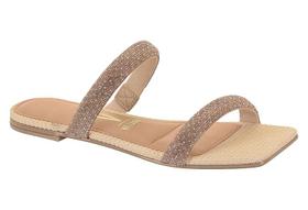 Tamanco Feminino Vizzano Slide Rasteiro Brilhos Tiras Strass