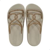 Tamanco Feminino Zaxy Bright Dourado Off White