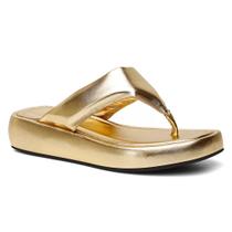 Tamanco Flat Form Papete Blogueira Dourada