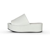 Tamanco Flatform Feminino Plataforma Mule Peep Toe Branca Tamanho:34Cor:Branco