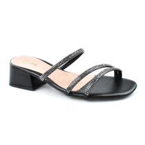 Tamanco Godiva Salto Bloco Baixo Tiras Em Strass Feminino Preto Tamanco Godiva Salto Bloco Baixo Tiras Em Strass Feminino Preto