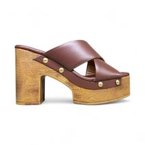 Tamanco Lialine Casual Couro Legitimo Salto Bloco Bico Quadrado 2415.72161