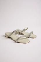 Tamanco Littz Com Tiras Finas, Design Elegante E Salto Baixo Para Conforto Diário Off White Tamanco Littz Com Tiras Finas, Design Elegante E Salto Baixo Para Conforto Diário Off White