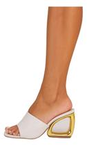 Tamanco Luxo Geométrico Design Exclusivo com Salto Vazado Dourado 8cm ou 6cm
