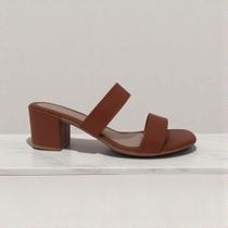 Tamanco Marrom Feminino Salto Médio Grosso Bloco Tendência Moda Social Dia a Dia Casual