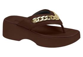 Tamanco Moleca Plataforma Feminino Com Corrente Dourada Chocolate Tamanco Moleca Plataforma Feminino Com Corrente Dourada Chocolate