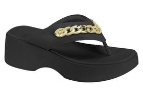 Tamanco Moleca Plataforma Feminino Com Corrente Dourada Preto