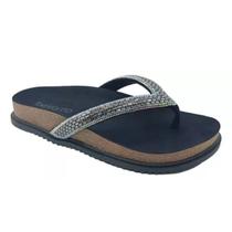 Tamanco Papete Beira Rio Casual Conforto De Dedo Strass Feminina Preto Grafite