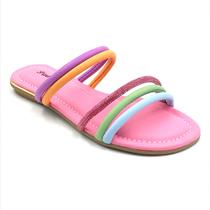 Tamanco Pink Cats Menina Rasteira Multi Color Strass 3711 Tamanco Pink Cats Menina Rasteira Multi Color Strass 3711