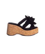 Tamanco Pixolé Anabela Flor Preto Tamanco Pixolé Anabela Flor Preto