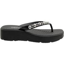 Tamanco Plataforma Beira Rio Napa Tira Aliques Cromados Feminino