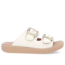 Tamanco Plataforma Couro Off-White Fivela