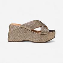 Tamanco Plataforma Vizzano Metalizado Ouro Rosado