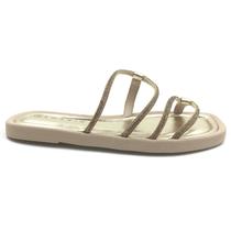 Tamanco Ramarim Rasteira com Strass Dourado 2420203 Tamanco Ramarim Rasteira com Strass Dourado 2420203