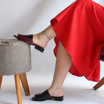 Tamanco Rasteira Feminina Em Couro Estilo Retrô Vintage GRU8048