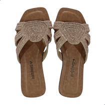 Tamanco Rasteira Feminina Melshoes Bronze Com Strass Tamanco Rasteira Feminina Melshoes Bronze Com Strass