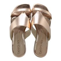 Tamanco Rasteira Feminino Beira Rio 8560.200 Ouro Rosado