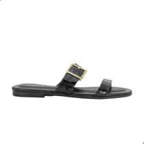 Tamanco Rasteira Feminino Beira Rio Napa Truim Croco Preto