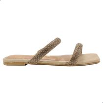 Tamanco Rasteira Feminino Vizzano Dourado Cristal Bege