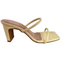 Tamanco Salto Barra 9cm Amarelo Duas Tiras - ULLY