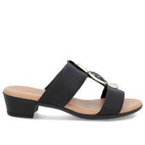 Tamanco Salto Bloco Couro Legítimo Pedrarias Usaflex PA02003