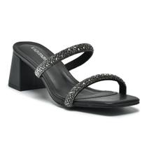 Tamanco Salto Bloco Tiras Strass Via Marte 171-027-01 Tamanco Salto Bloco Tiras Strass Via Marte 171-027-01