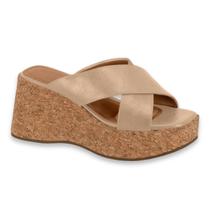 Tamanco Sandália Feminina Vizzano Salto Anabela Plataforma Boho Chic Casual Ref: 6559.104